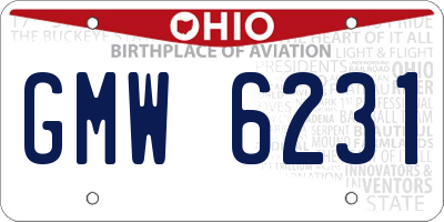 OH license plate GMW6231