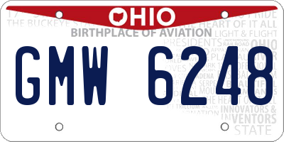 OH license plate GMW6248
