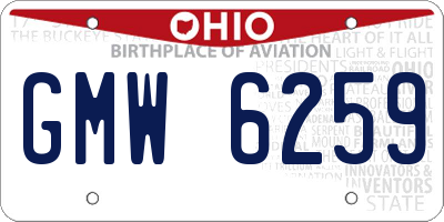 OH license plate GMW6259