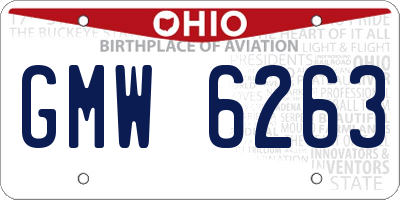 OH license plate GMW6263
