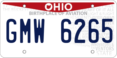 OH license plate GMW6265
