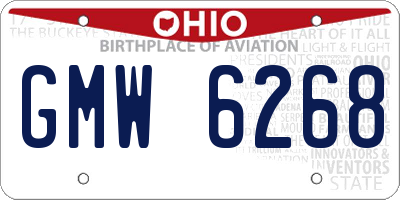 OH license plate GMW6268