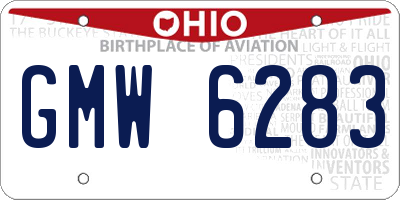 OH license plate GMW6283