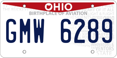 OH license plate GMW6289