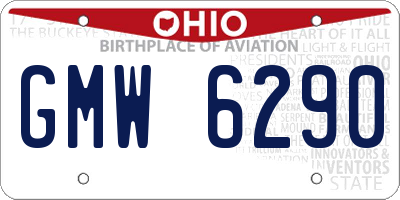 OH license plate GMW6290