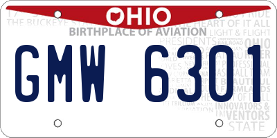 OH license plate GMW6301