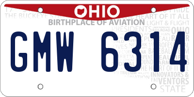 OH license plate GMW6314