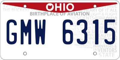 OH license plate GMW6315