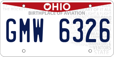 OH license plate GMW6326