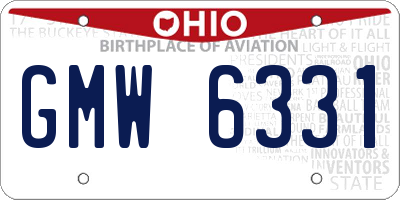 OH license plate GMW6331