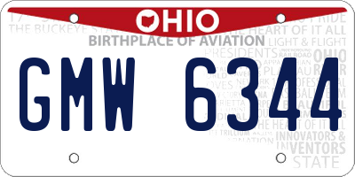 OH license plate GMW6344