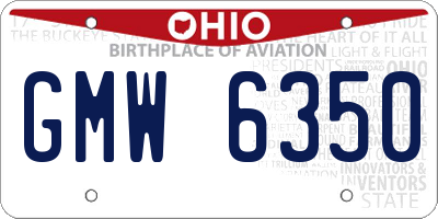 OH license plate GMW6350
