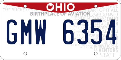 OH license plate GMW6354