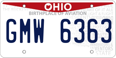 OH license plate GMW6363