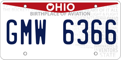 OH license plate GMW6366