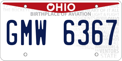 OH license plate GMW6367