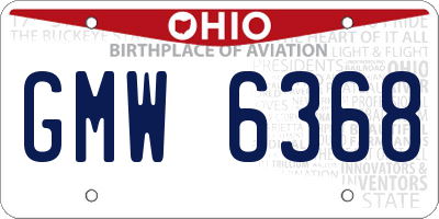 OH license plate GMW6368