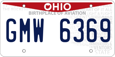 OH license plate GMW6369