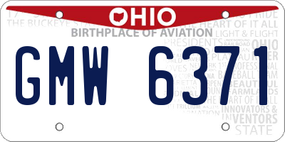 OH license plate GMW6371