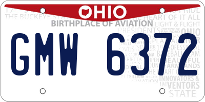 OH license plate GMW6372