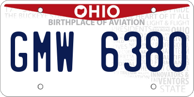 OH license plate GMW6380