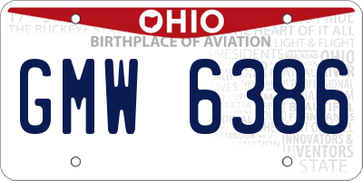 OH license plate GMW6386