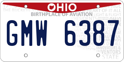 OH license plate GMW6387