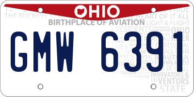 OH license plate GMW6391