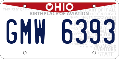 OH license plate GMW6393