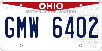 OH license plate GMW6402