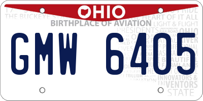 OH license plate GMW6405