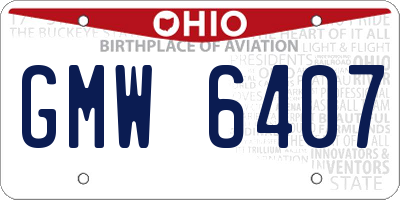 OH license plate GMW6407