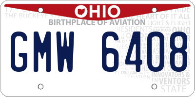 OH license plate GMW6408