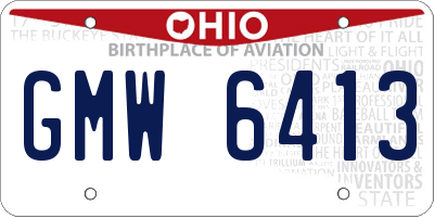 OH license plate GMW6413
