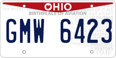 OH license plate GMW6423