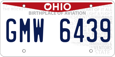 OH license plate GMW6439