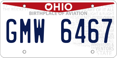 OH license plate GMW6467