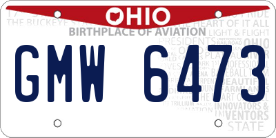 OH license plate GMW6473