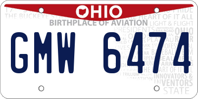 OH license plate GMW6474