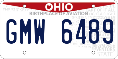 OH license plate GMW6489