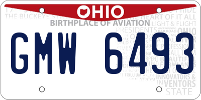 OH license plate GMW6493