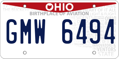 OH license plate GMW6494