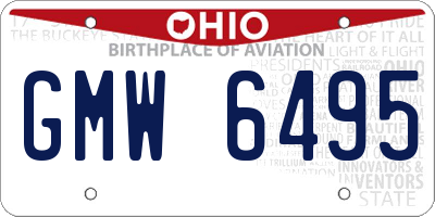 OH license plate GMW6495