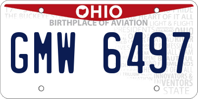 OH license plate GMW6497