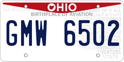 OH license plate GMW6502