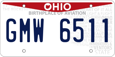 OH license plate GMW6511