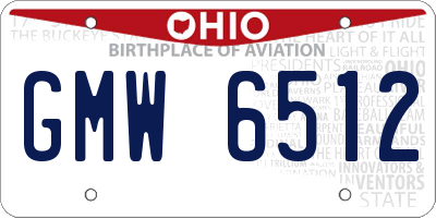 OH license plate GMW6512