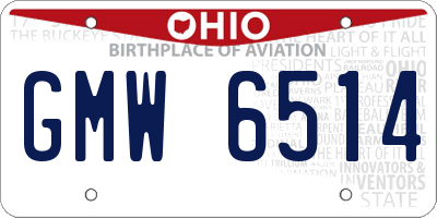 OH license plate GMW6514