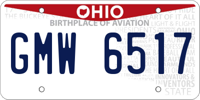 OH license plate GMW6517