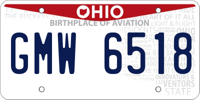 OH license plate GMW6518